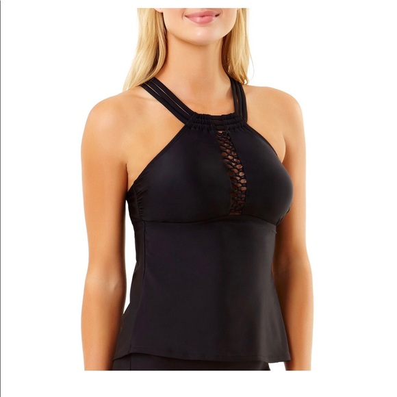 Time and Tru Womens Swim Tankini Top Black Size S 4-6 New - Picture 2 of 6